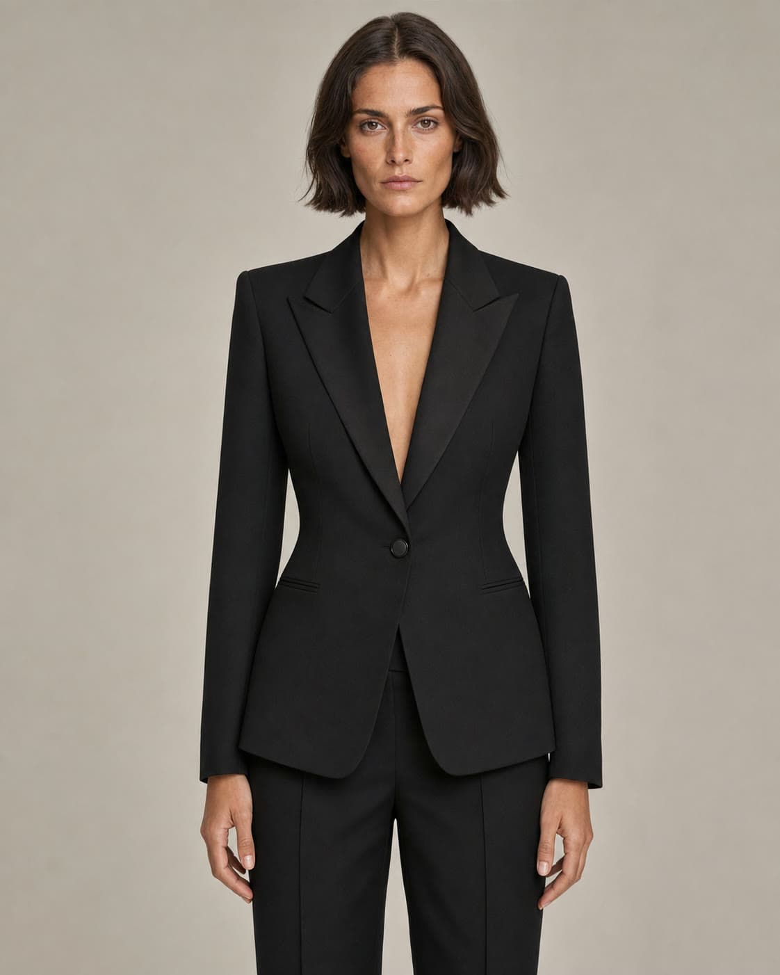 Sculpted black wool blazer