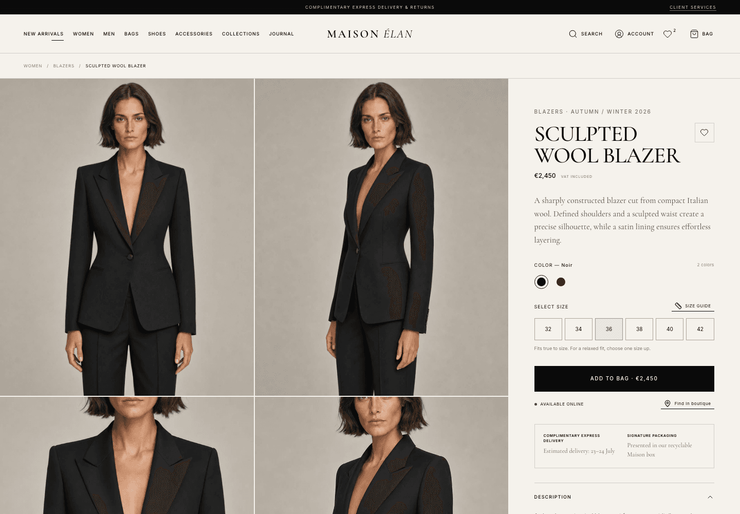 Desktop product detail experience