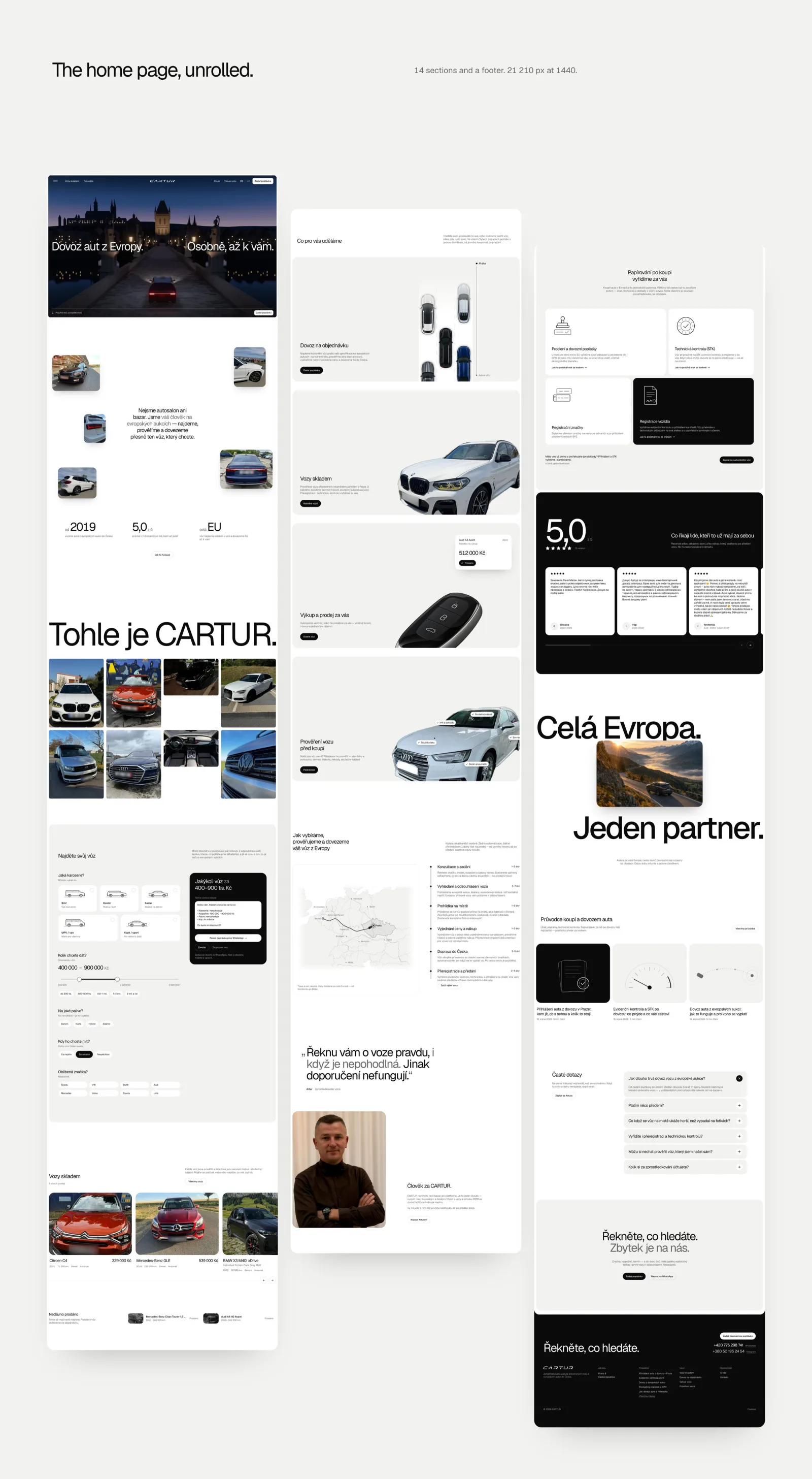 The home page unrolled, desktop