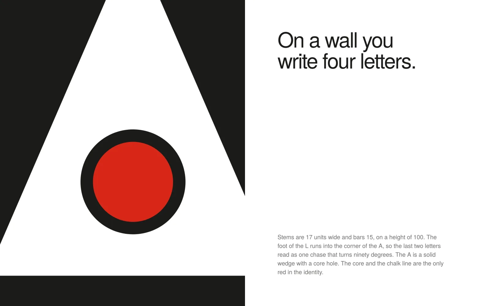 The rule of the four letters, the A cropped until abstract